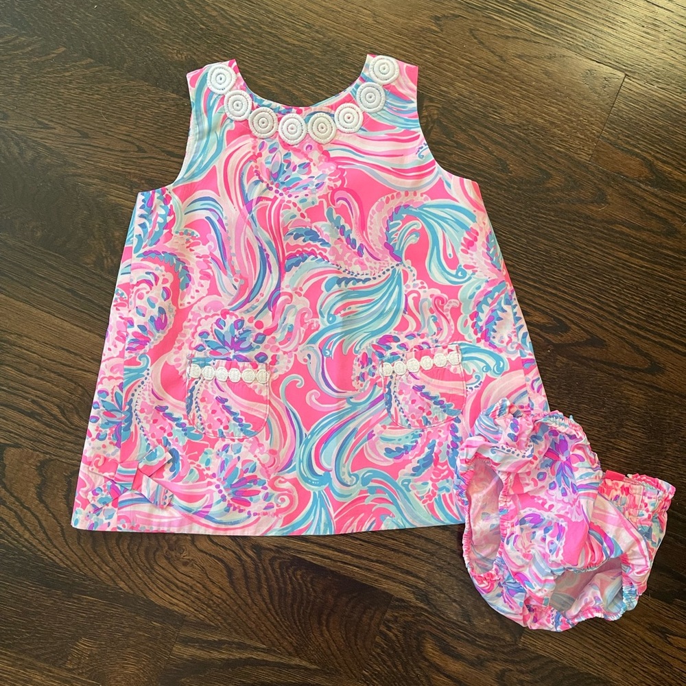 Lilly Pulitzer split back shift dress and bloomers - perfect! Worn 1x